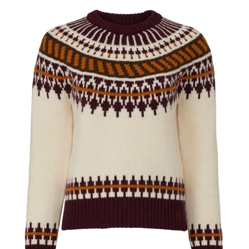 Stylish Women's Wool Sweater in Cream and Brown